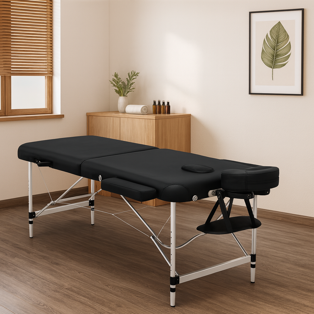 Zenses 75cm W Professional Aluminium Portable Massage Table – Black