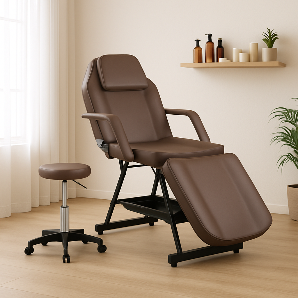 Zenses Massage Table Adjustable Salon Bed Chair 3-Fold - Brown