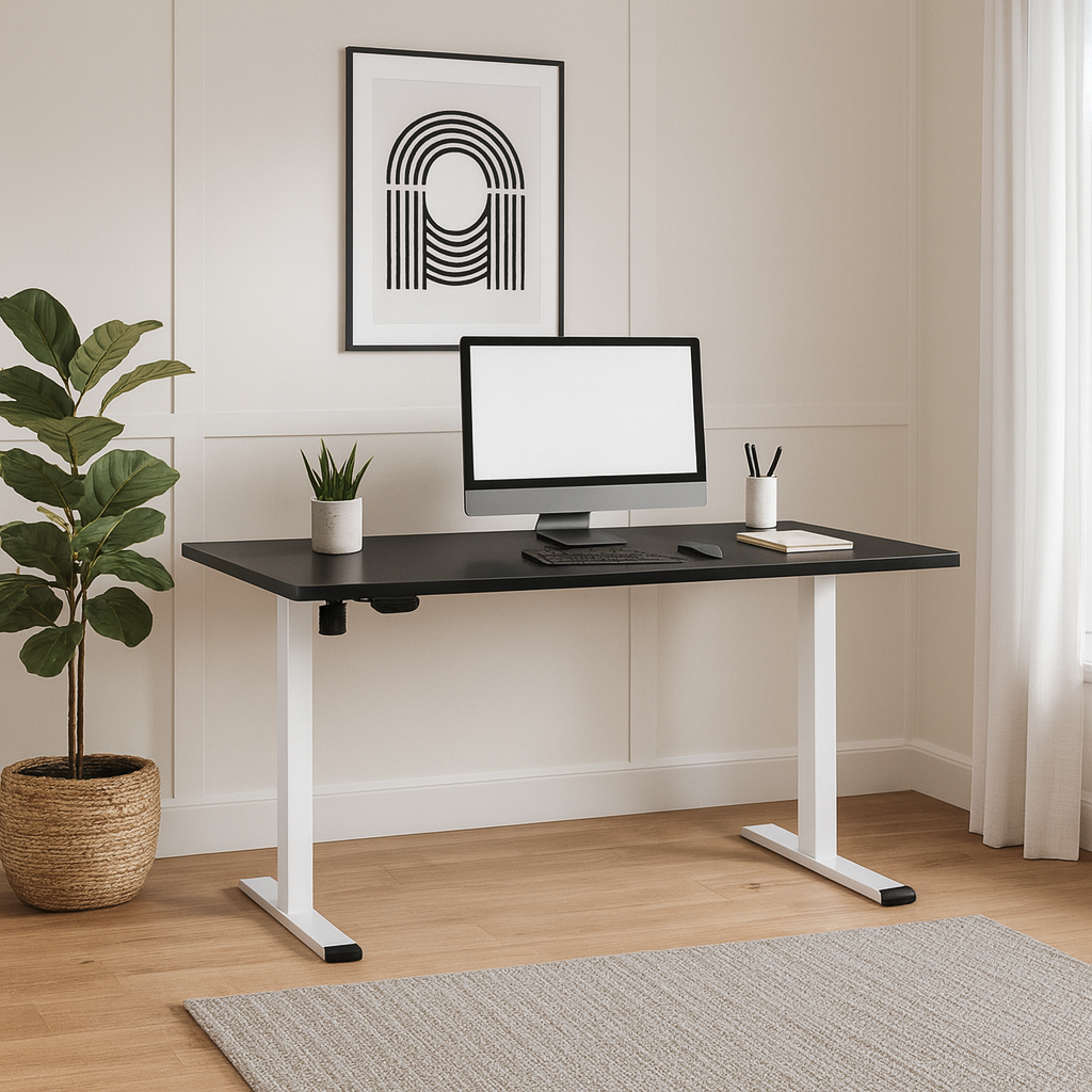 Motorised Adjustable Desk – Ergonomic Design - Black & White