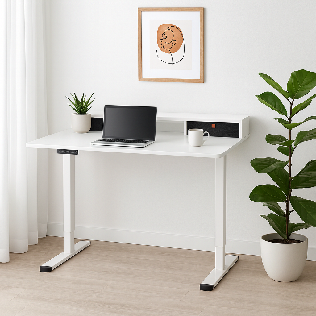 Standing Desk – Motorised Height Adjustable with Storage Shelf