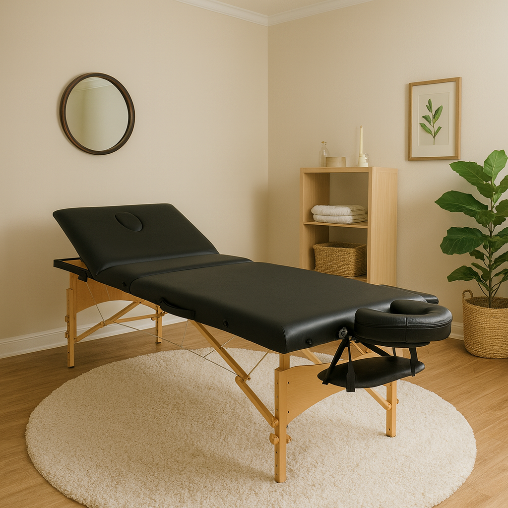 Zenses 60cm W Portable Wooden Massage Table – Black