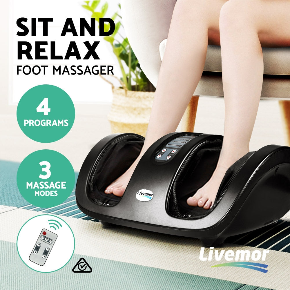 Deep Kneading & Air Pressure Foot Massager – Black