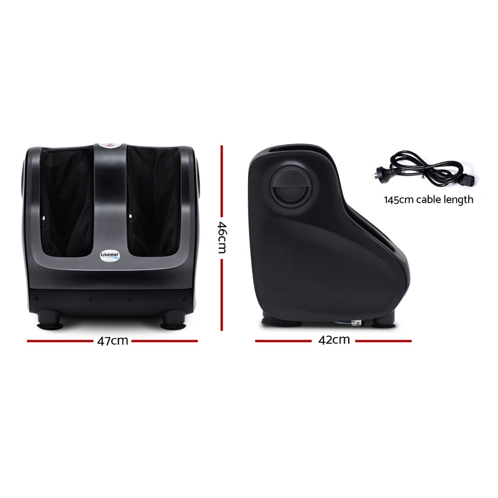 Livemor Foot Massager Shiatsu Massagers Electric Roller Calf Leg Kneading - Black