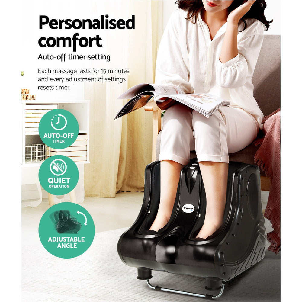 Deep Kneading Foot, Calf & Leg Massager – Black