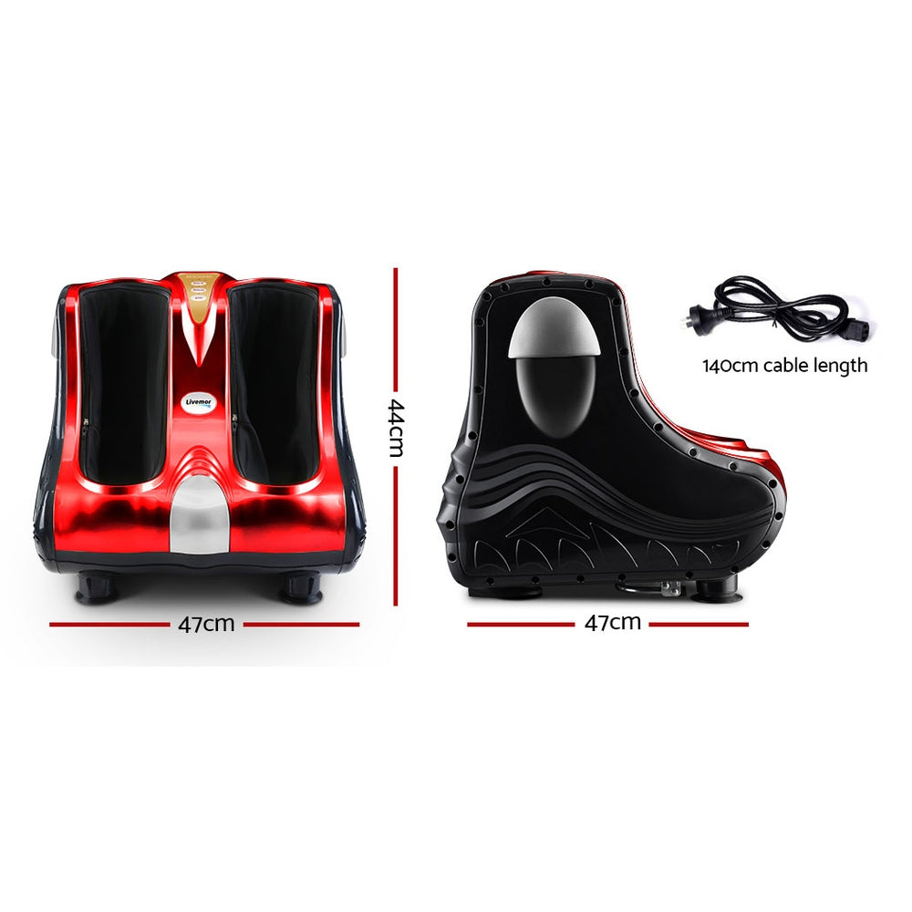 Deep Kneading Foot, Calf & Leg Massager – Red & Black