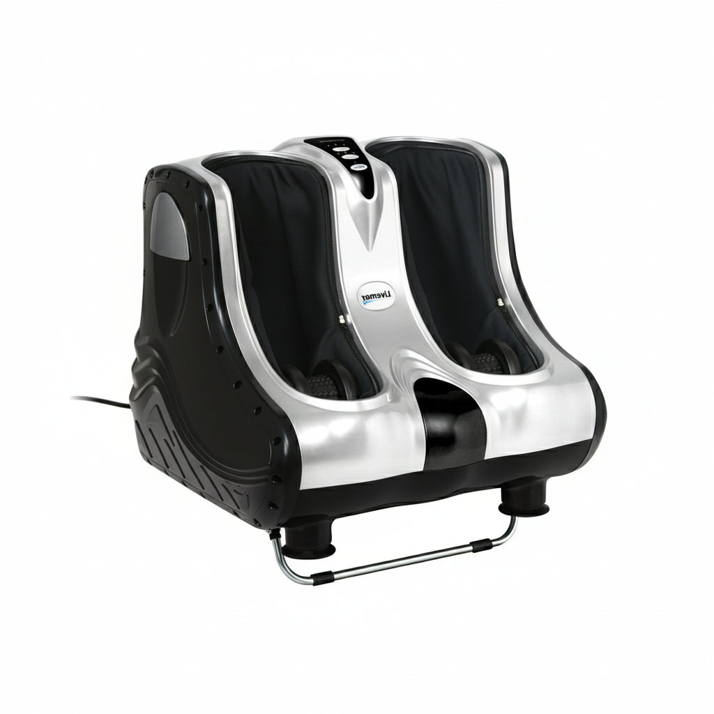 Deep Kneading Foot, Calf & Leg Massager – Silver & Black