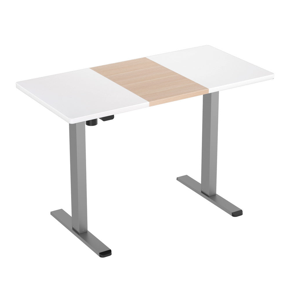 Motorised Adjustable Desk – Ergonomic Design - Grey, Pine & White