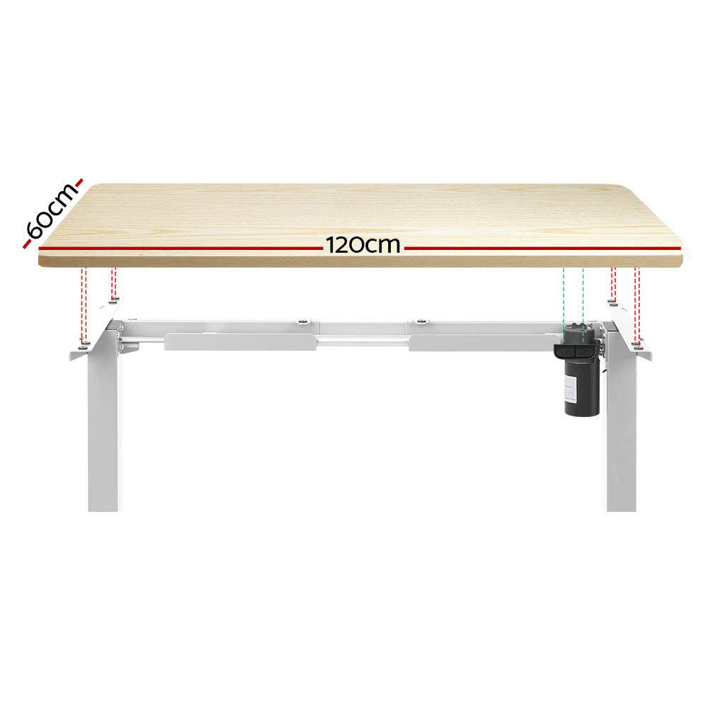 Motorised Adjustable Desk – Ergonomic Design - Oak & White