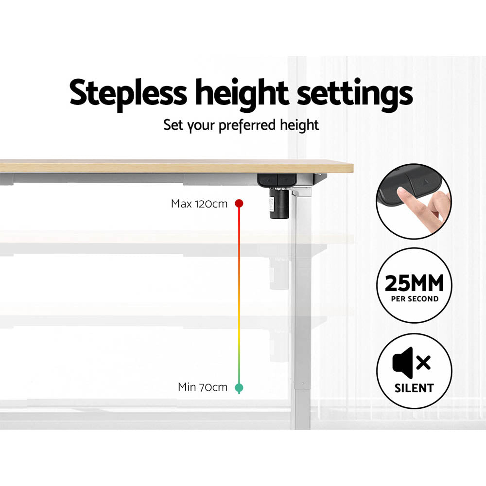 Motorised Adjustable Desk – Ergonomic Design - Oak & White