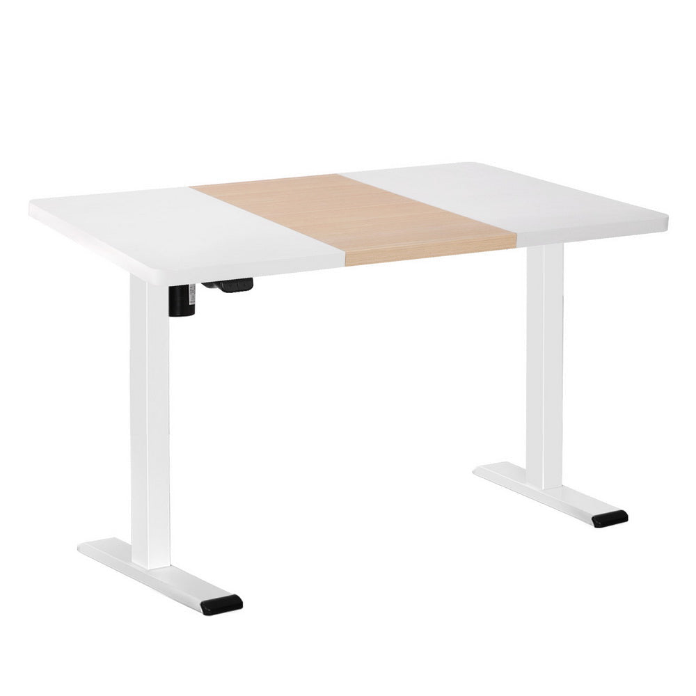 Motorised Adjustable Desk – Ergonomic Design - Pine & White