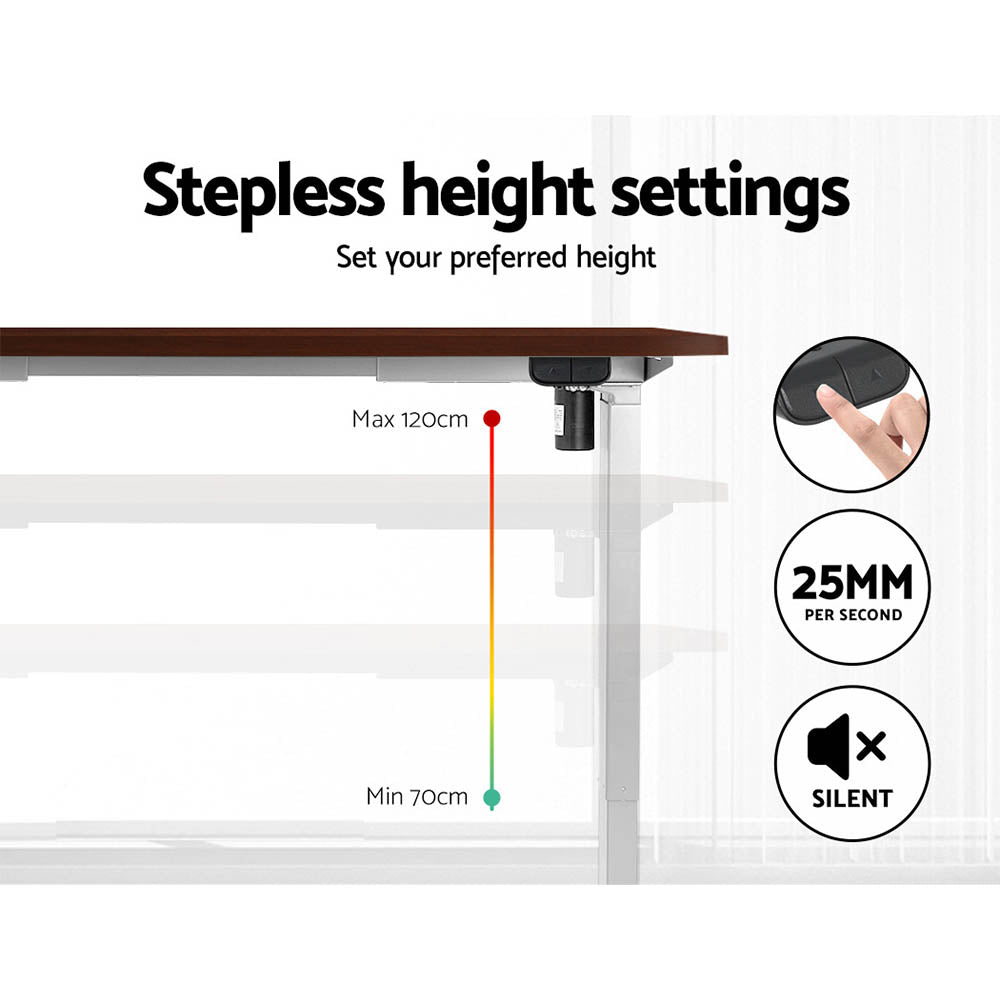 Motorised Adjustable Desk – Ergonomic Design - Walnut & White