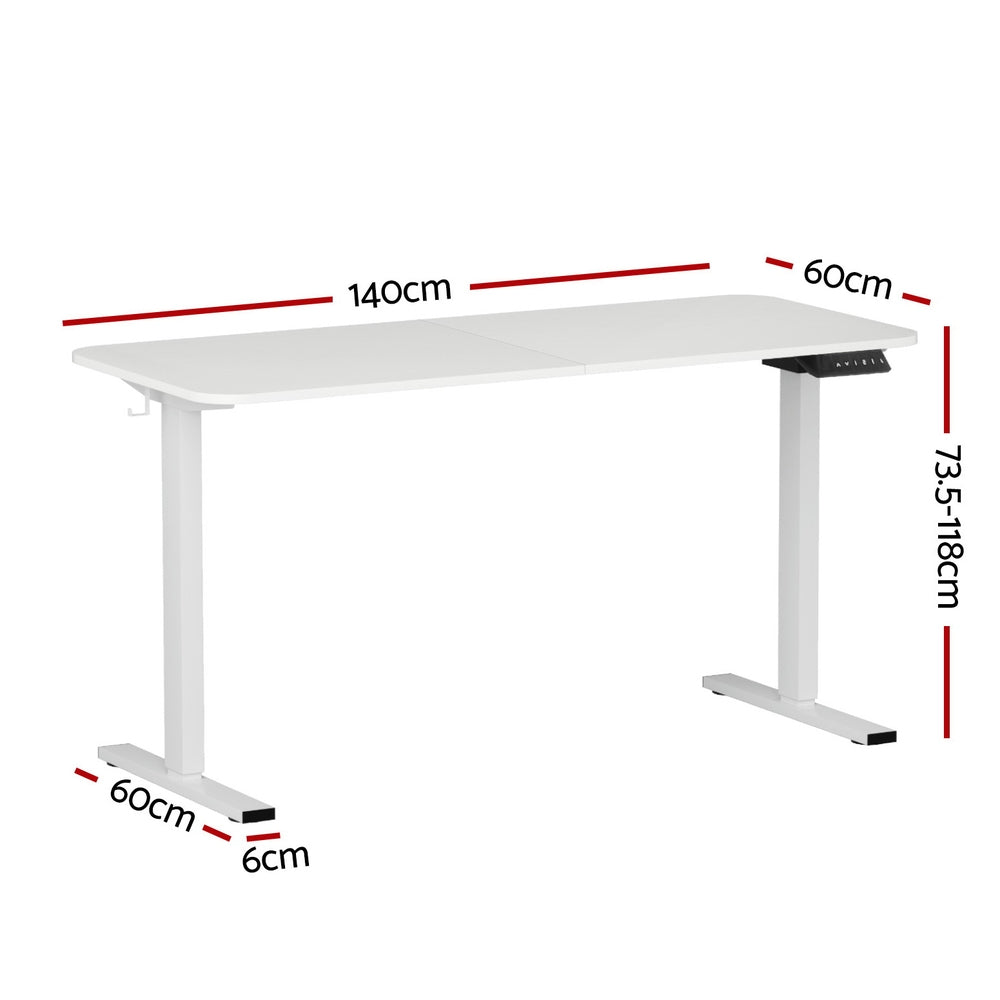 Motorised Adjustable Desk – Ergonomic Design - White/Oak & White