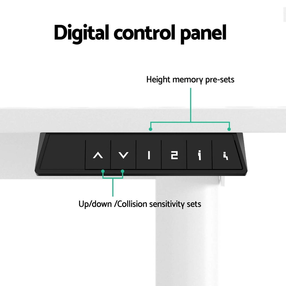 Motorised Adjustable Desk – Ergonomic Design - White/Oak & White