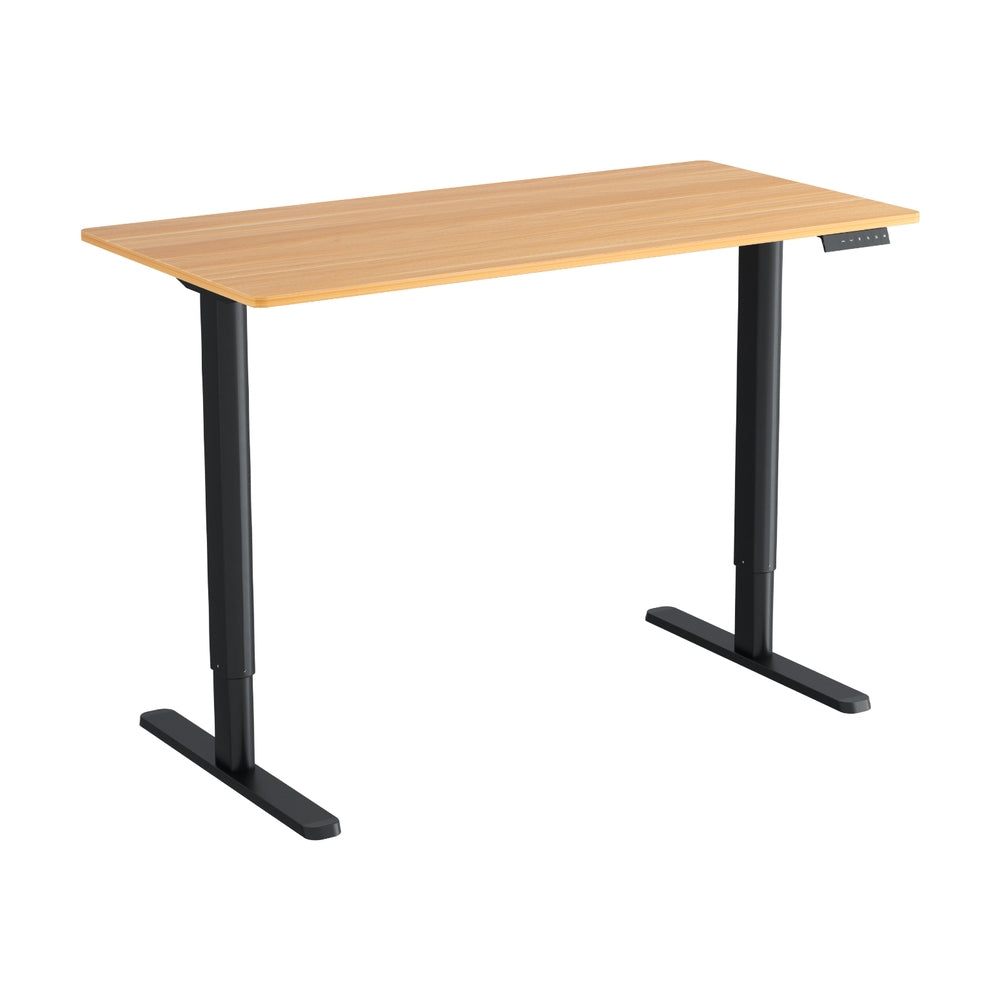 Motorised Adjustable Desk – Ergonomic Design - Natural Wood & Black