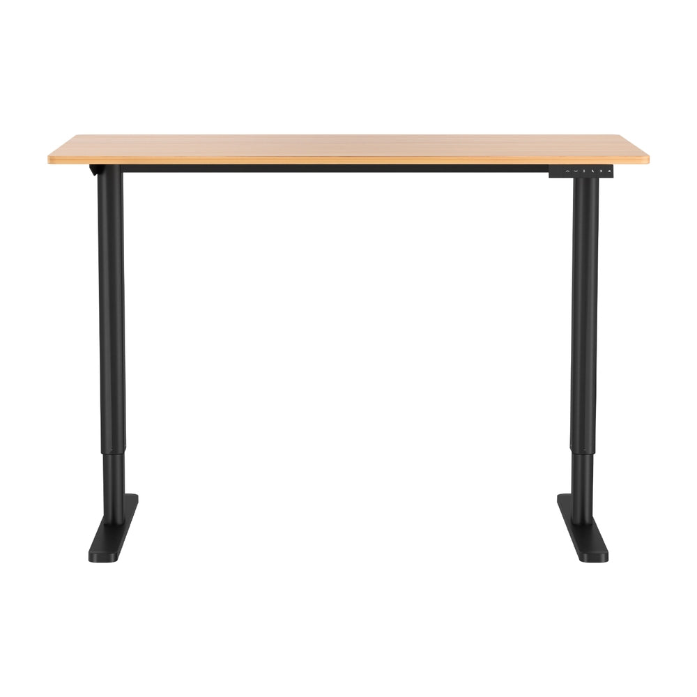 Motorised Adjustable Desk – Ergonomic Design - Natural Wood & Black