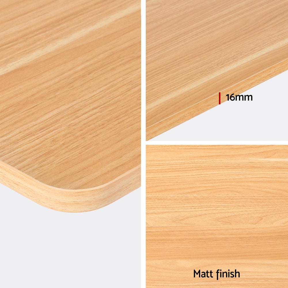 Motorised Adjustable Desk – Ergonomic Design - Natural Wood & White