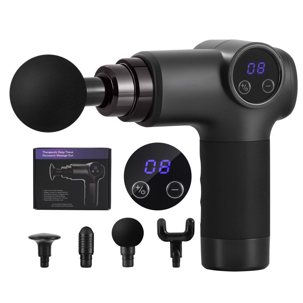 Everfit 8-Speed Massage Gun with 4 Attachments - Black