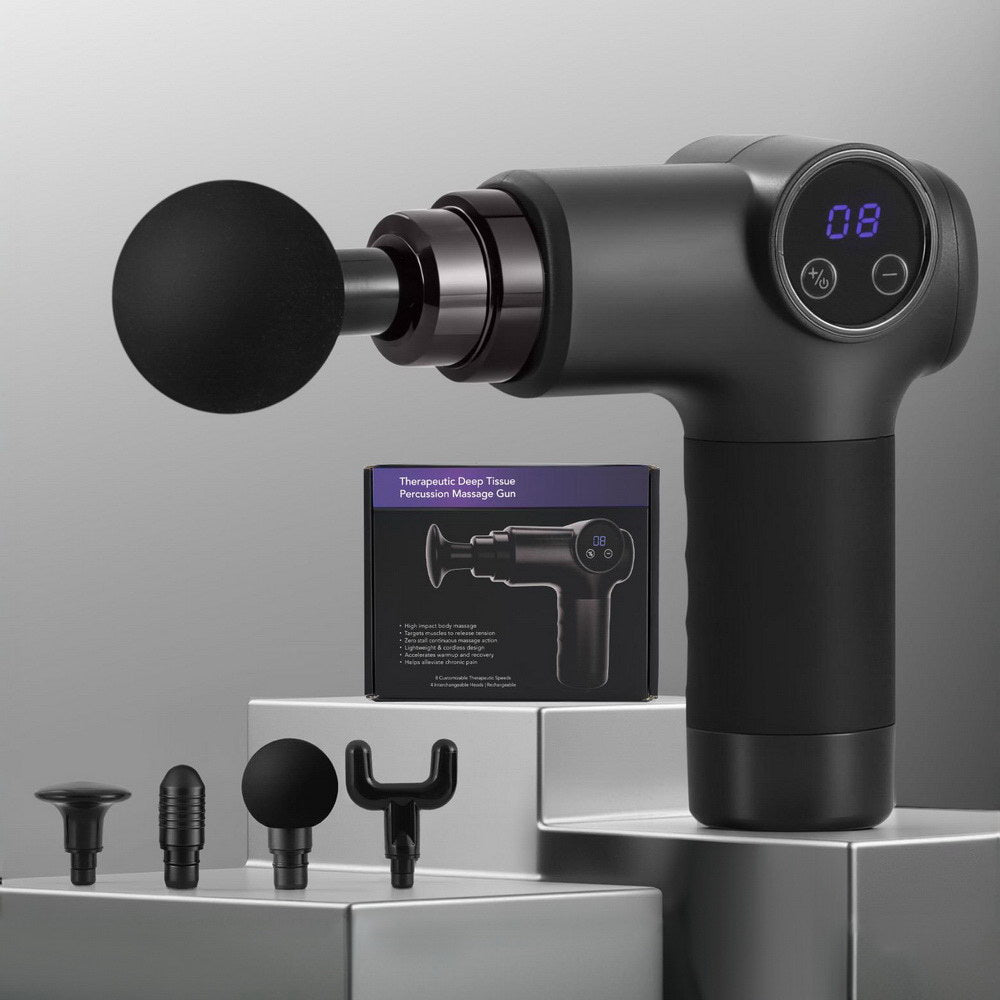 Everfit 8-Speed Massage Gun with 4 Attachments - Black