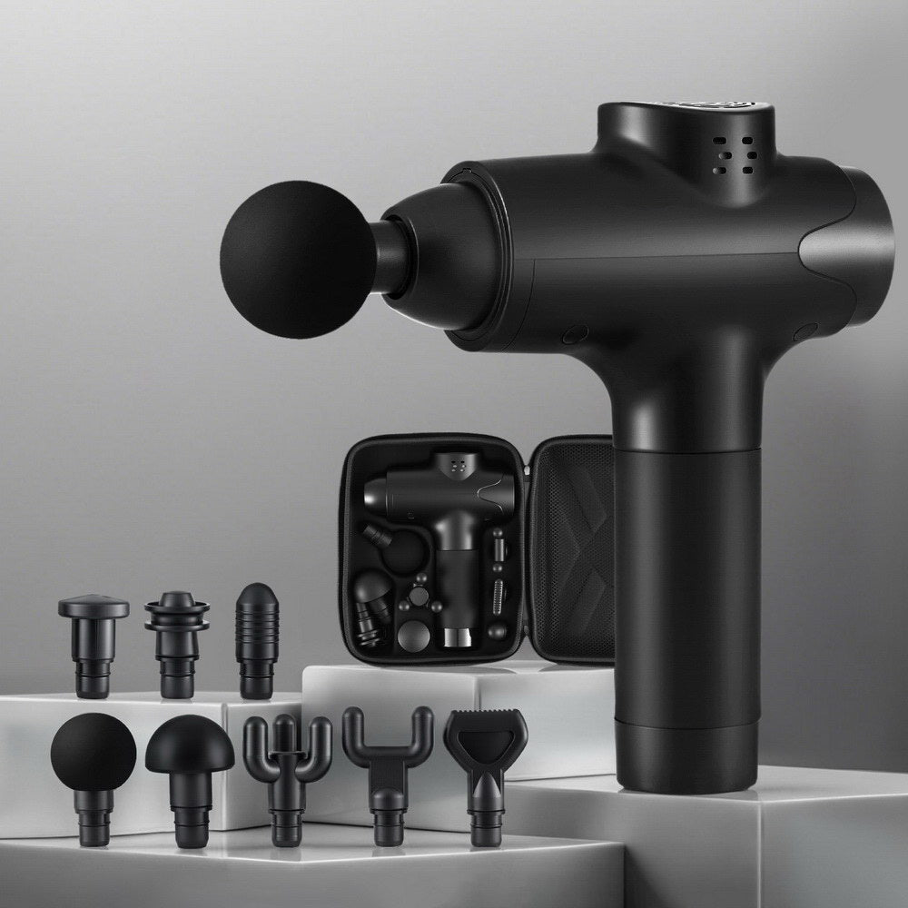 Everfit 30-Speed Rechargeable Massage Gun with 8 Attachments - Black