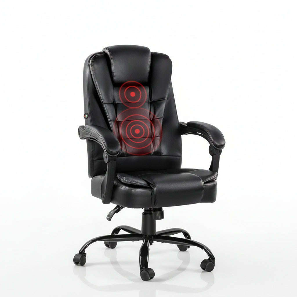 Massage Office Chair – Black PU Leather