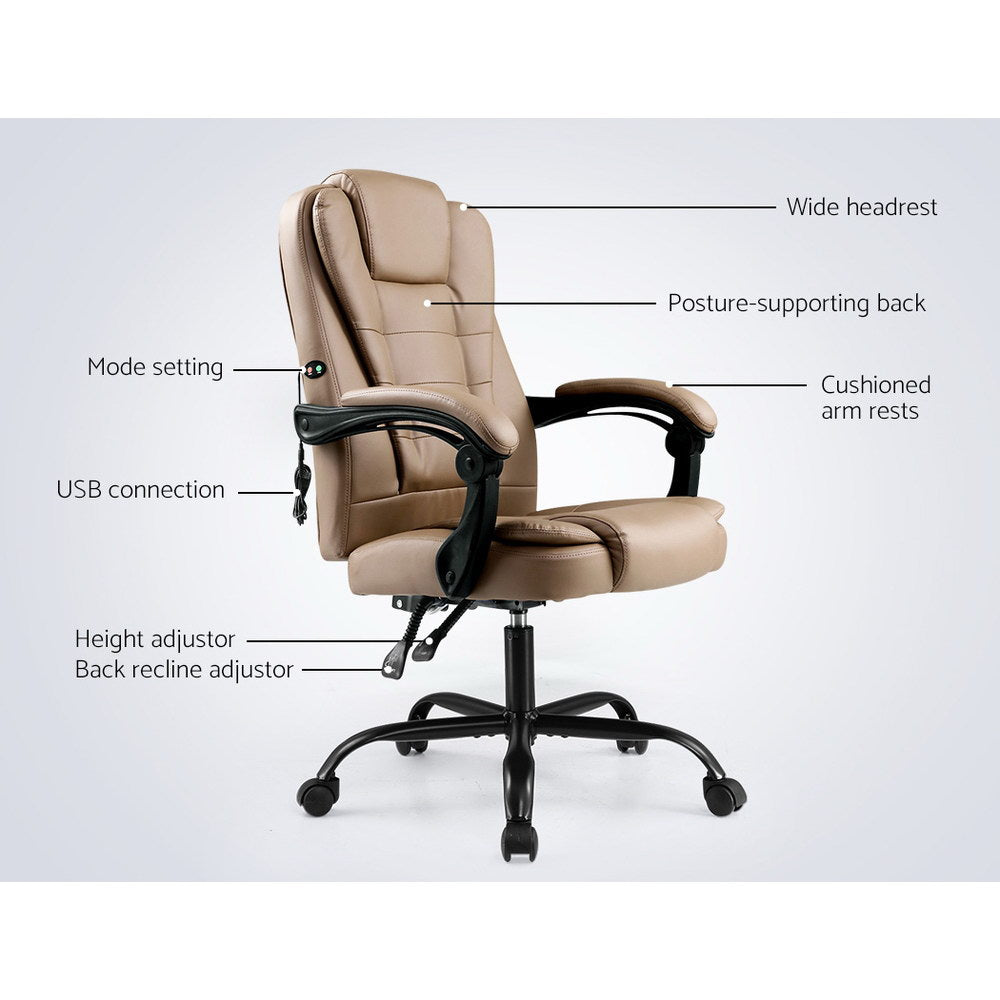 Executive Massage Chair – Brown PU Leather