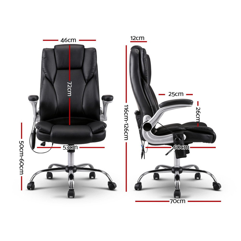 Massage Office Chair with 8-Point System – Black PU Leather