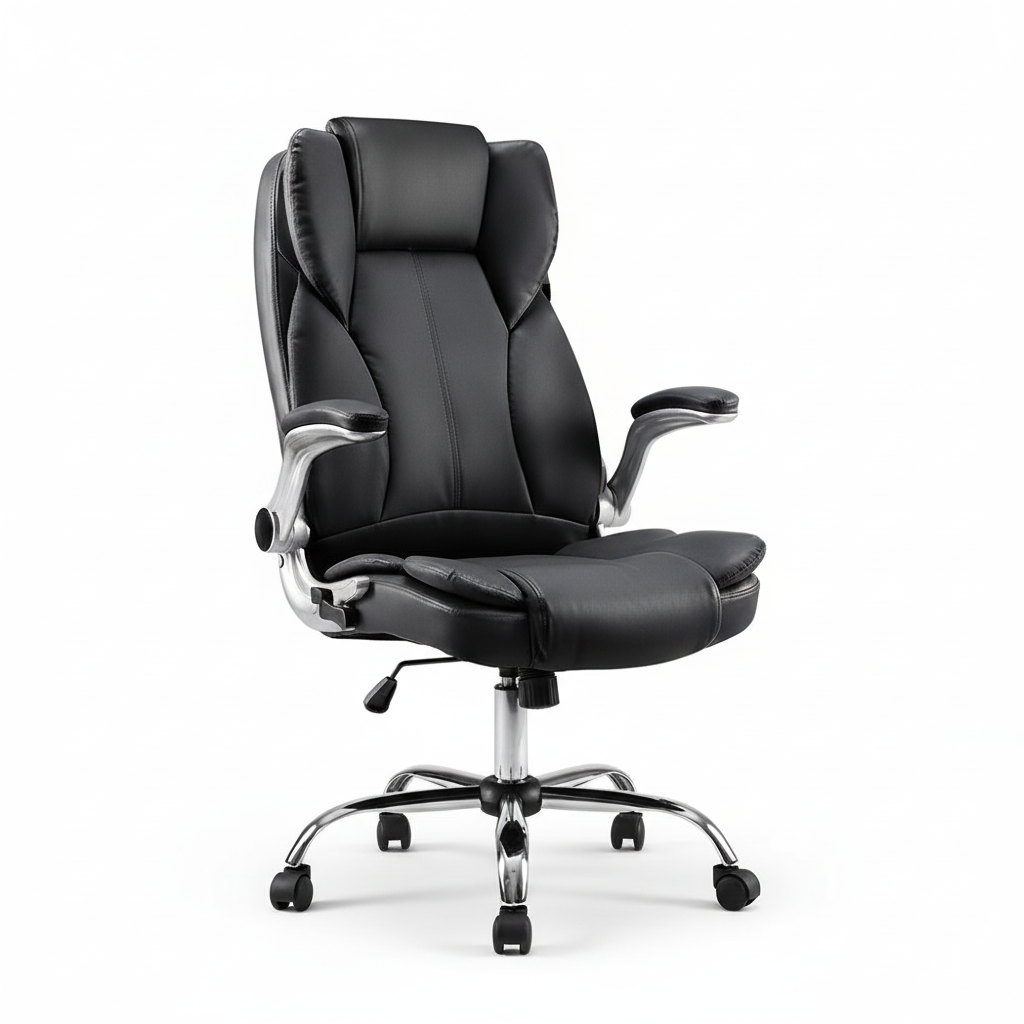 Massage Office Chair with 8-Point System – Black PU Leather