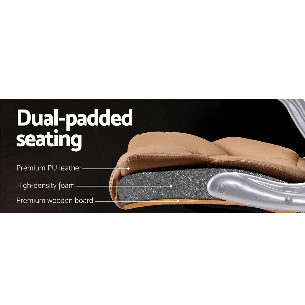 Deluxe 8-Point Massage Office Chair – Brown PU Leather