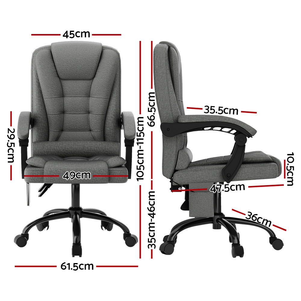 Ergonomic 2-Point Massage Office Chair – Grey Fabric Finish
