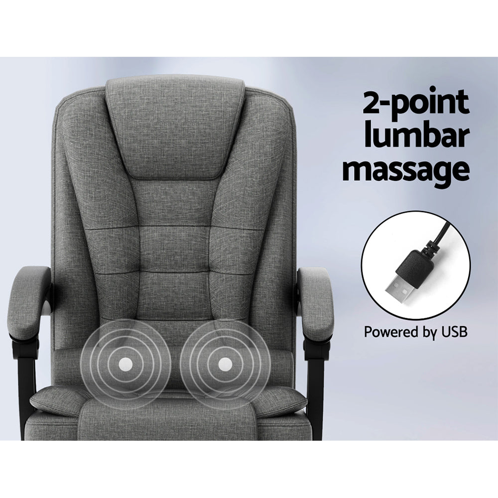 Ergonomic 2-Point Massage Office Chair – Grey Fabric Finish