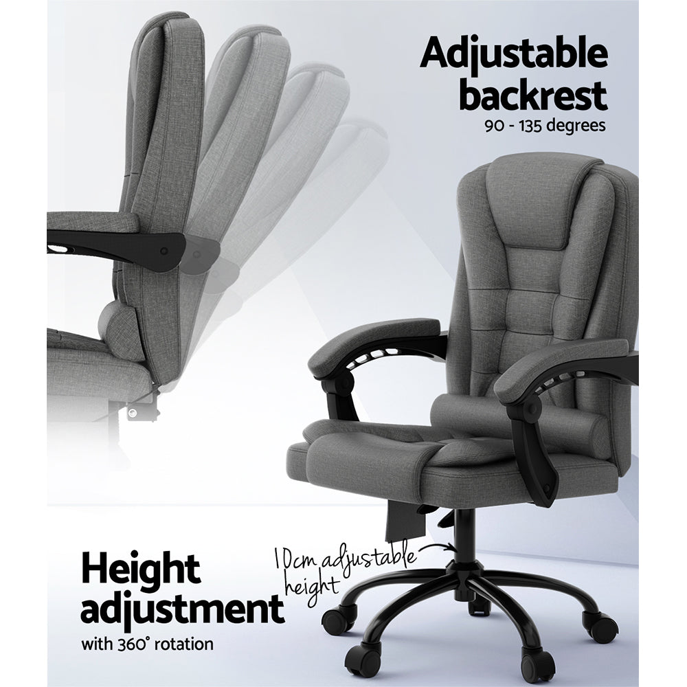 Ergonomic 2-Point Massage Office Chair – Grey Fabric Finish