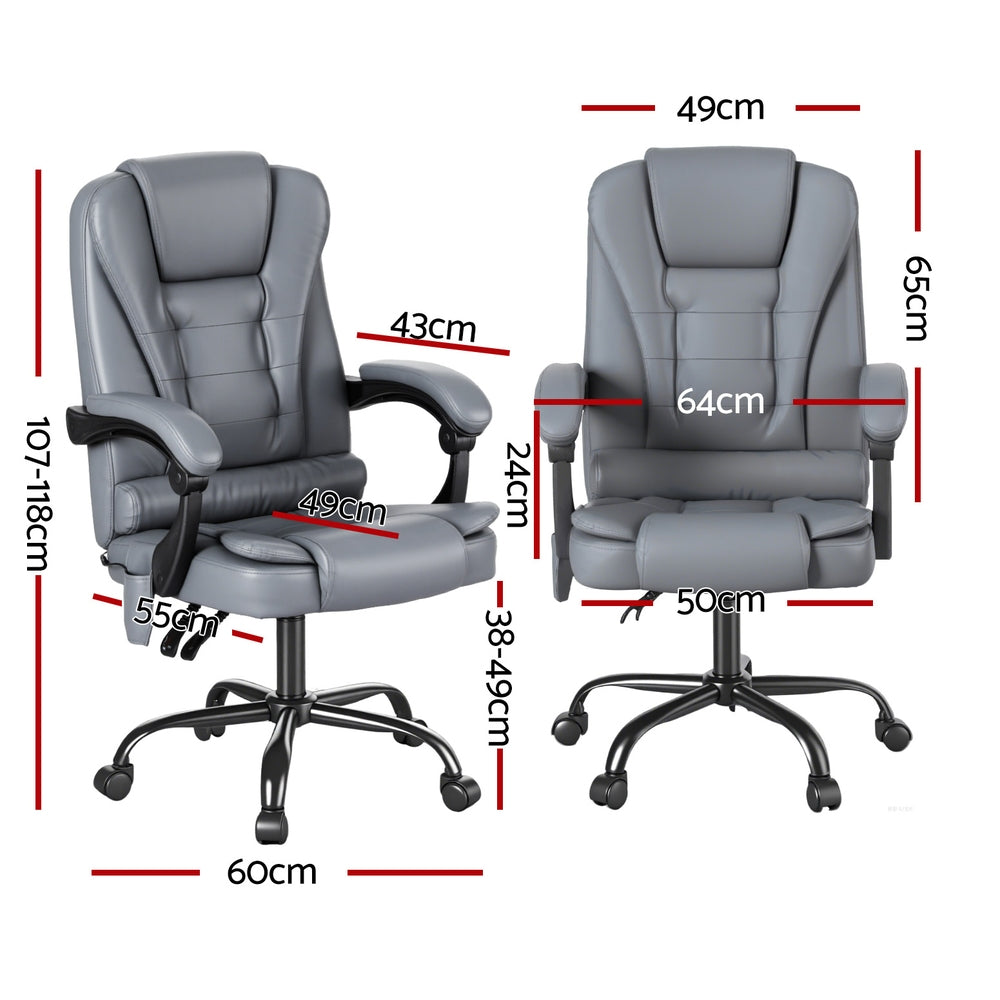 Massage Office Chair – PU Leather 4-Point Massage Recliner