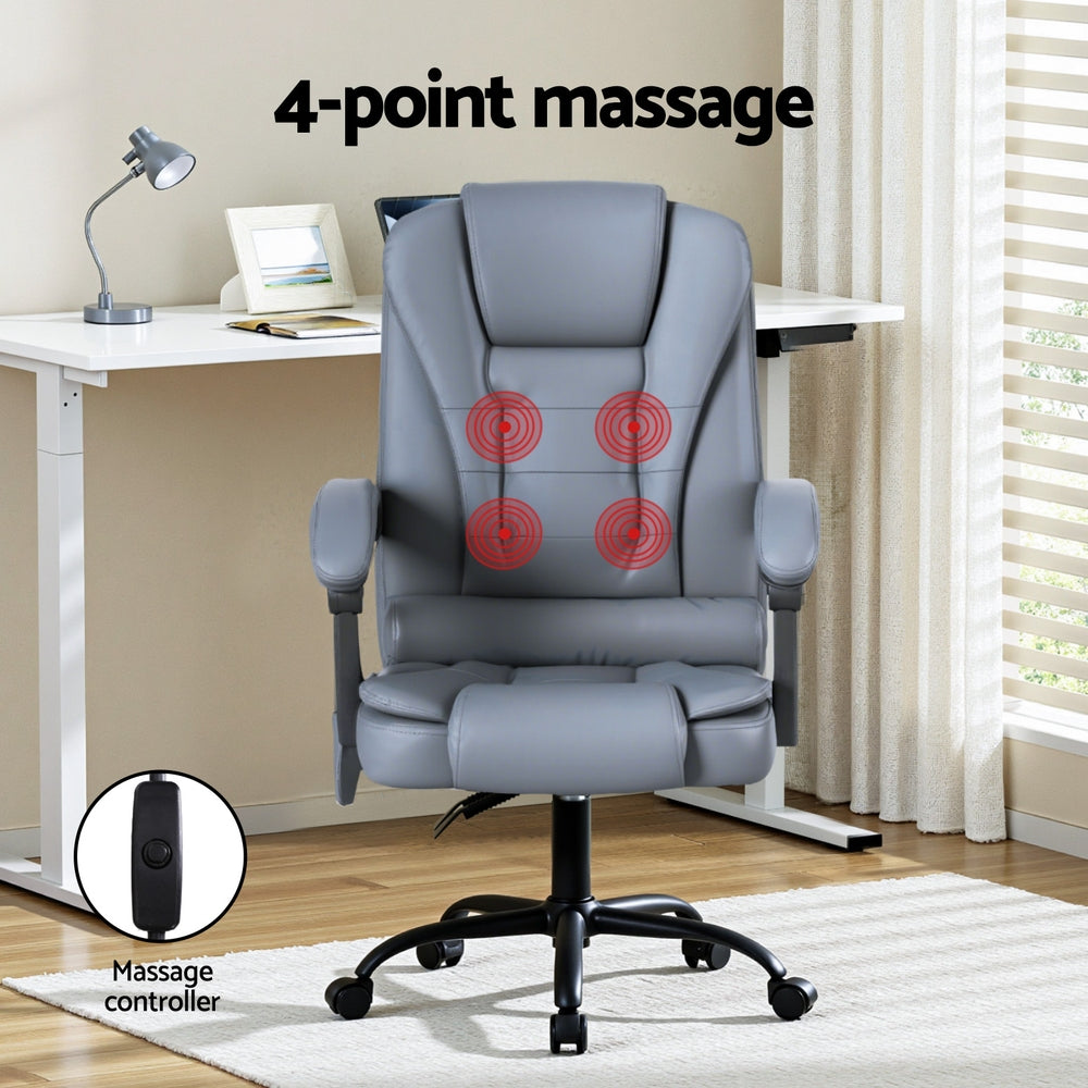 Massage Office Chair – PU Leather 4-Point Massage Recliner