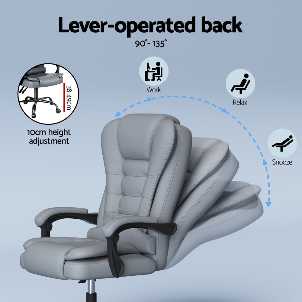Massage Office Chair – PU Leather 4-Point Massage Recliner