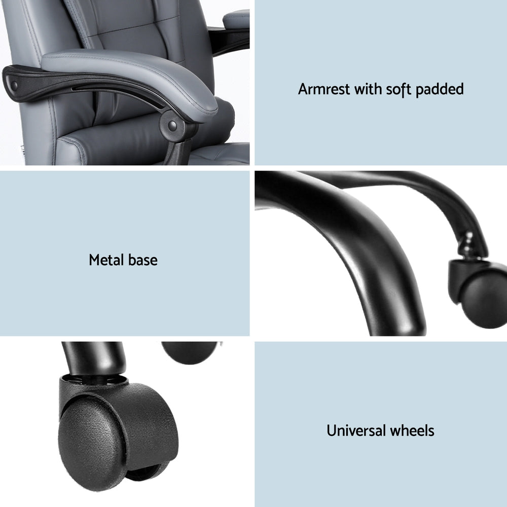 Massage Office Chair – PU Leather 4-Point Massage Recliner