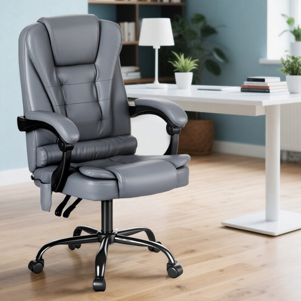 Massage Office Chair – PU Leather 4-Point Massage Recliner