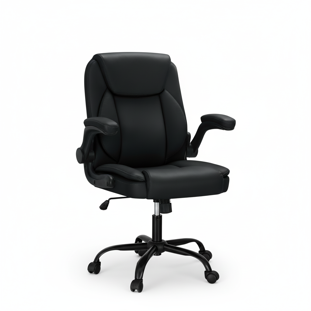 Ergonomic 2-Point Massage Office Chair – Black Leather