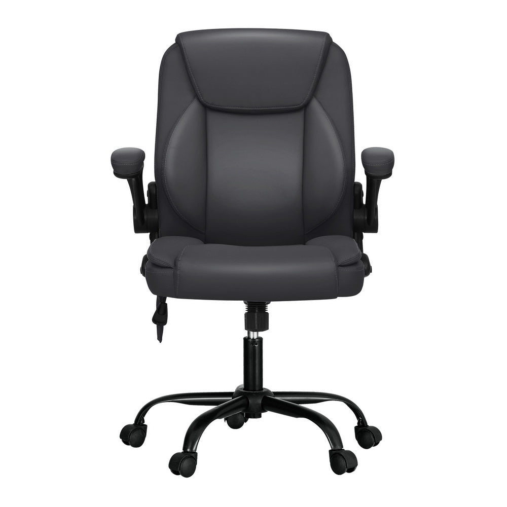 Ergonomic 2-Point Massage Office Chair – Grey Leather