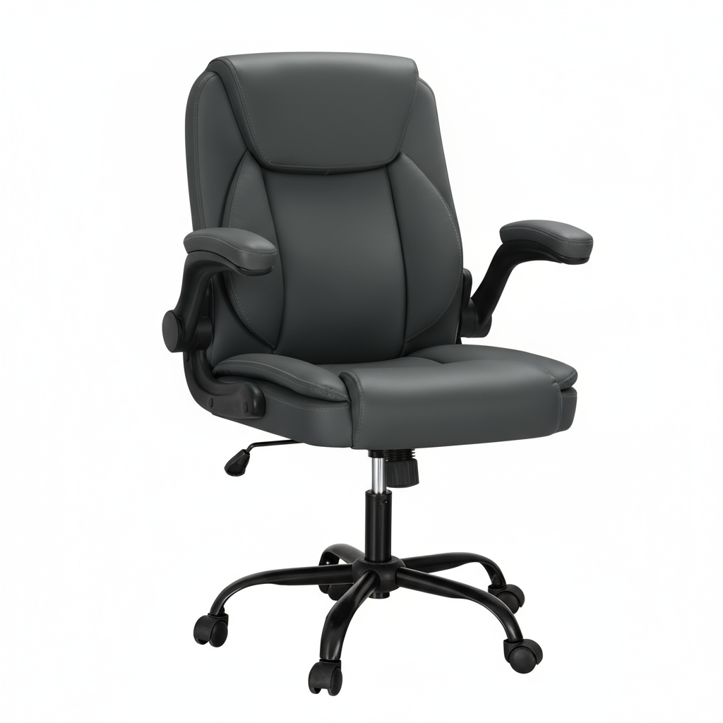Ergonomic 2-Point Massage Office Chair – Grey Leather