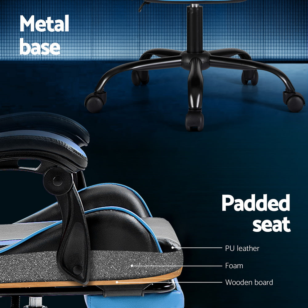 Artiss 2 Point Massage Gaming Office Chair - Blue & Black
