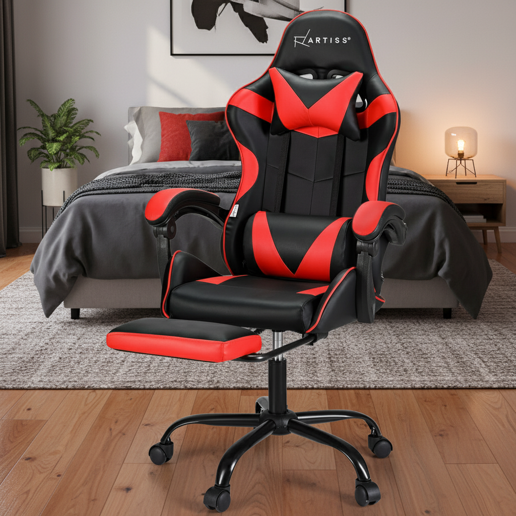 Artiss 2 Point Massage Gaming Chair - Red & Black