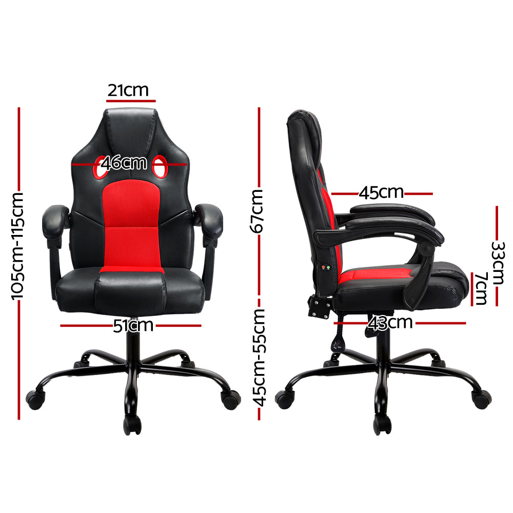 2-Point Massage Gaming Office Chair PU Leather
