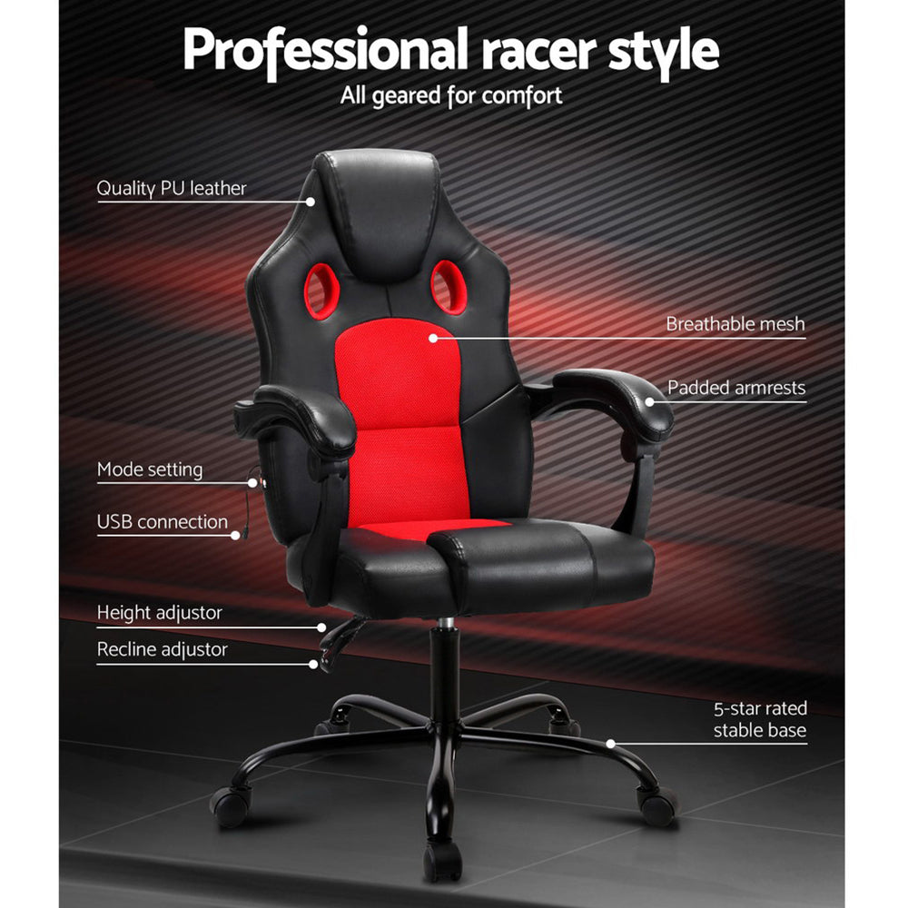 2-Point Massage Gaming Office Chair PU Leather