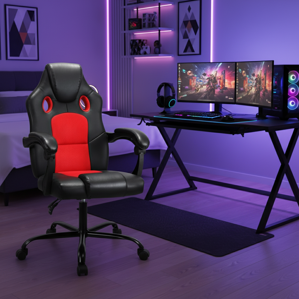 2-Point Massage Gaming Office Chair PU Leather