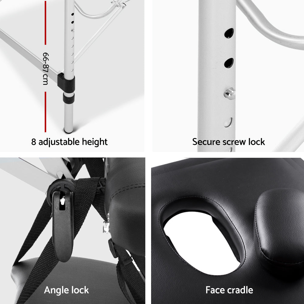 Zenses 60cm W Professional Aluminium Portable Table - Black