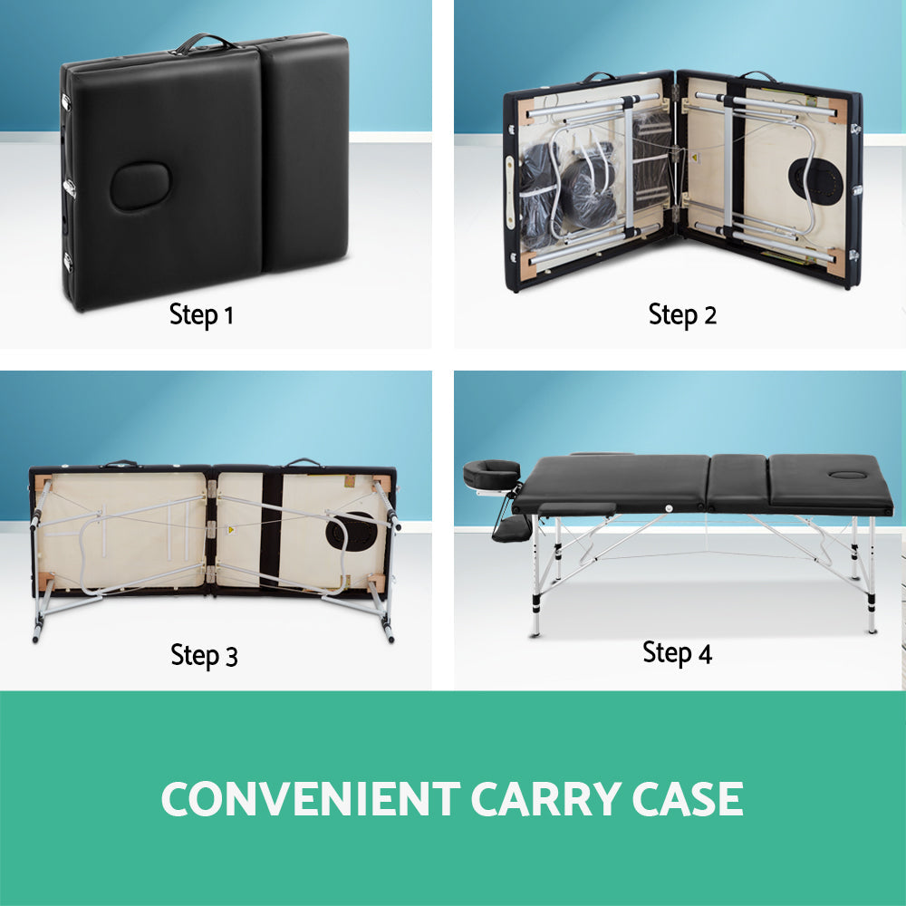 Zenses 60cm W Professional Aluminium Portable Table - Black