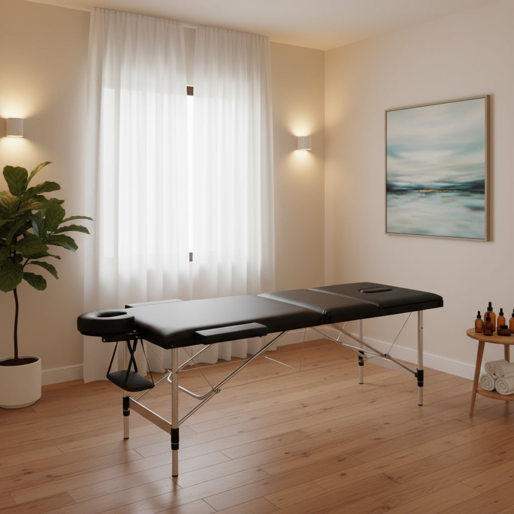 Zenses 65cm W Professional Aluminium Portable Massage Table – Black