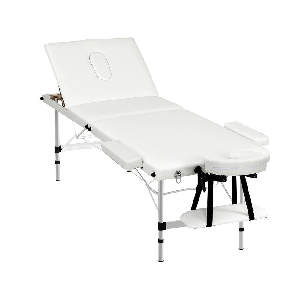 Zenses Portable Massage Table – White & Aluminium Legs