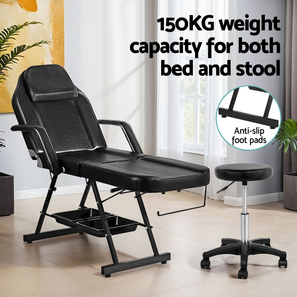 Zenses Massage Table Adjustable Salon Bed Chair 3-Fold - Black