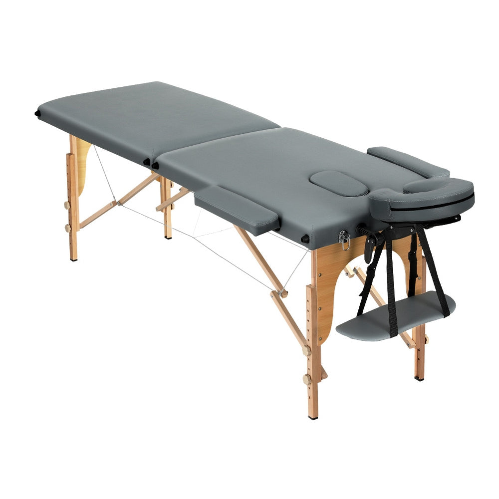 Zenses Portable Massage Table - Grey & Wooden Legs